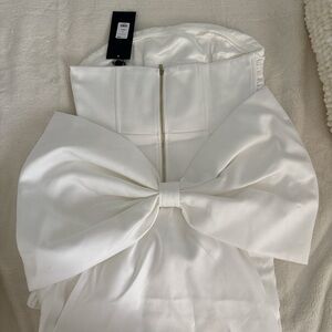 Fashion Nova Strapless White Dress with Bow